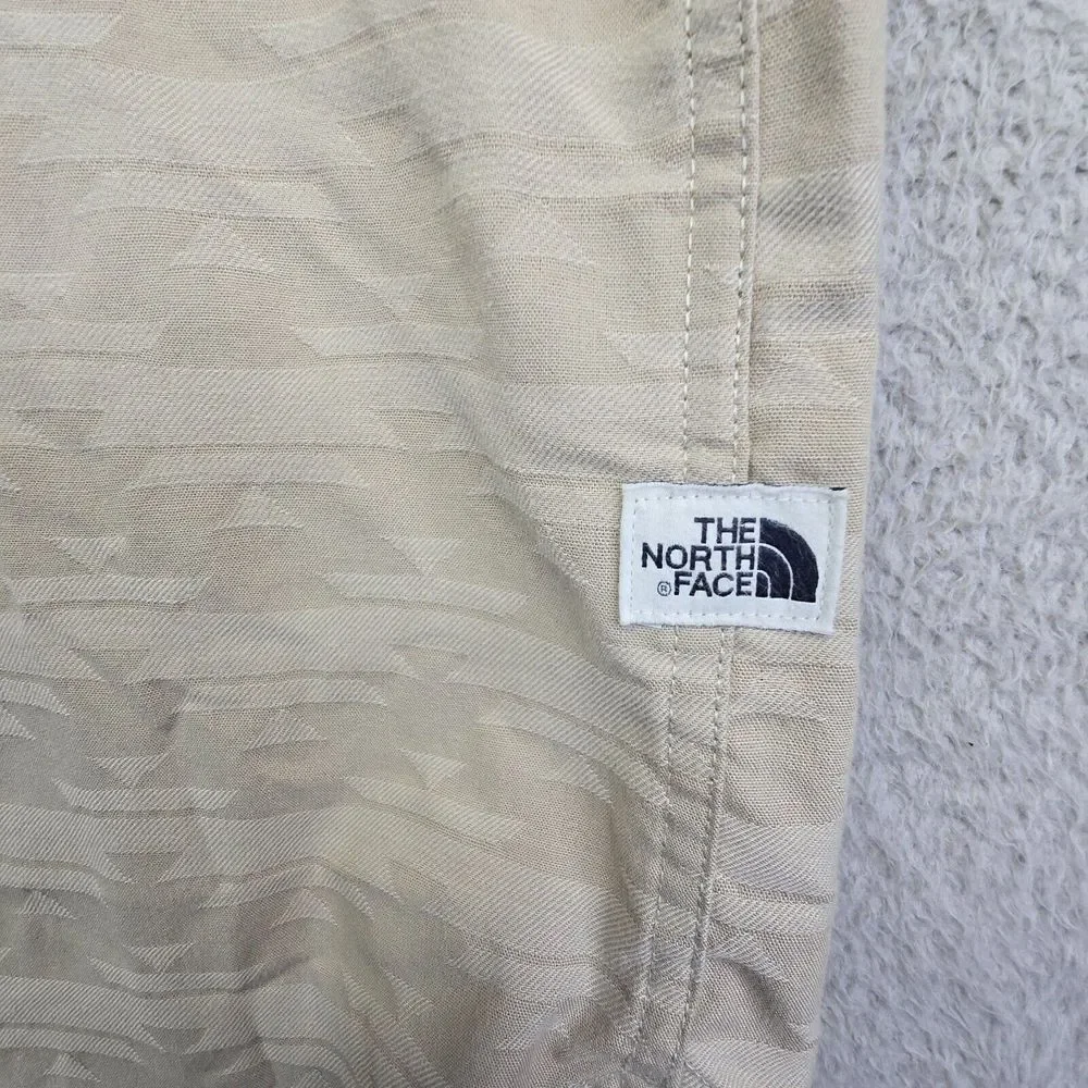 Vintage The North Face Shirt Men XL Beige Jacquard Aztec Grunge Classic Work 90s